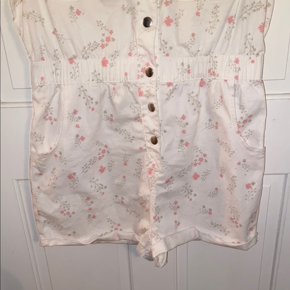 Celebrity Pink Floral Button-Up Romper - Cream and Pink - Picture 4 of 5